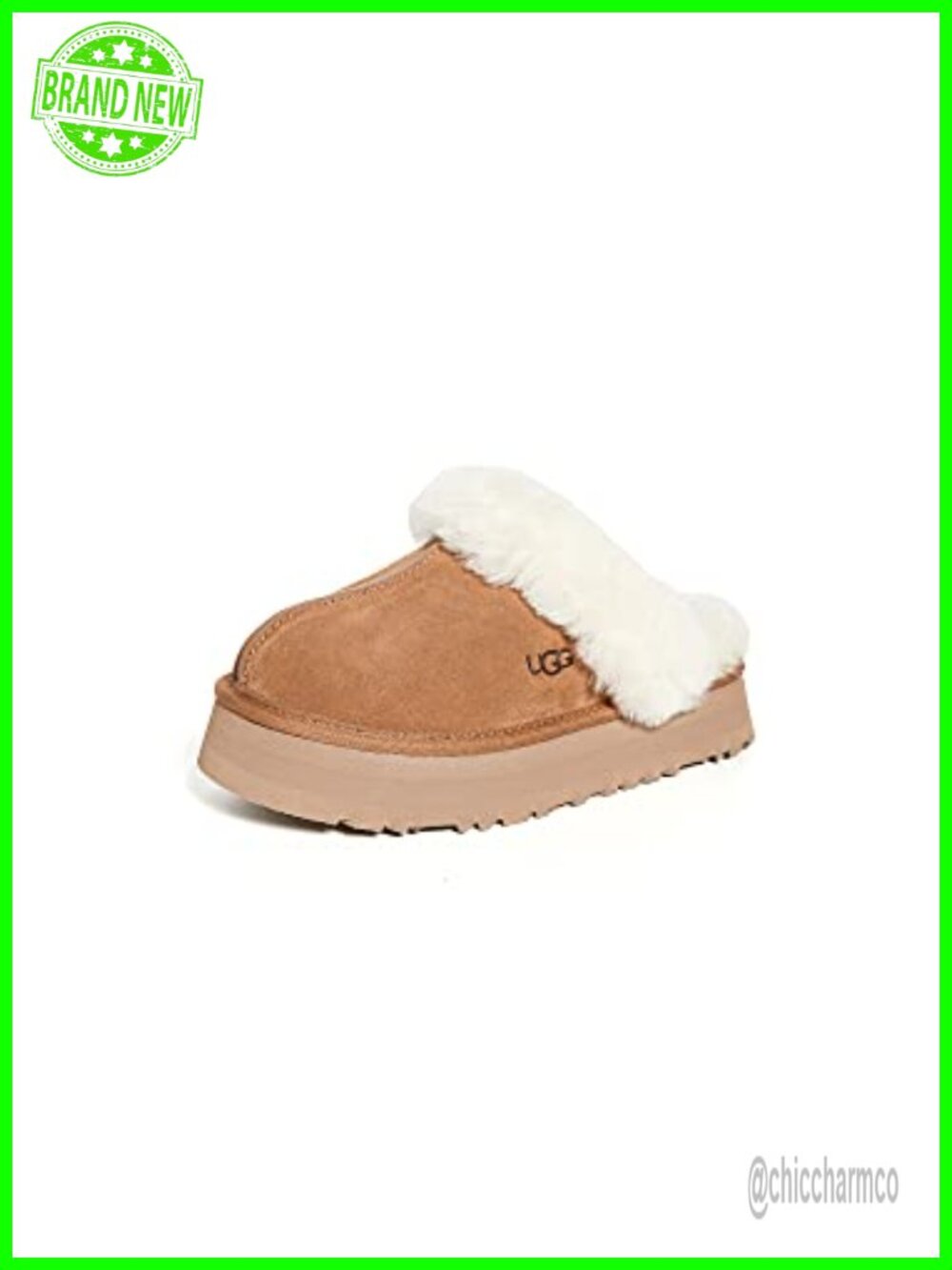 UGG Disquette Suede Platform Slipper Sheepskin Lined Slip-On